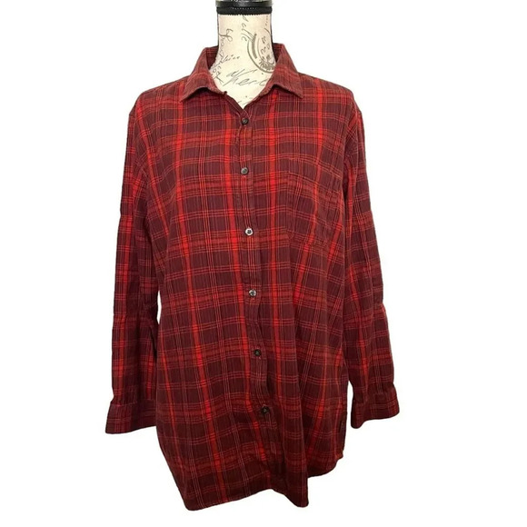 The North Face Flannel Plaid Button Front Shirt Size L Red Ketchup - Picture 2 of 8
